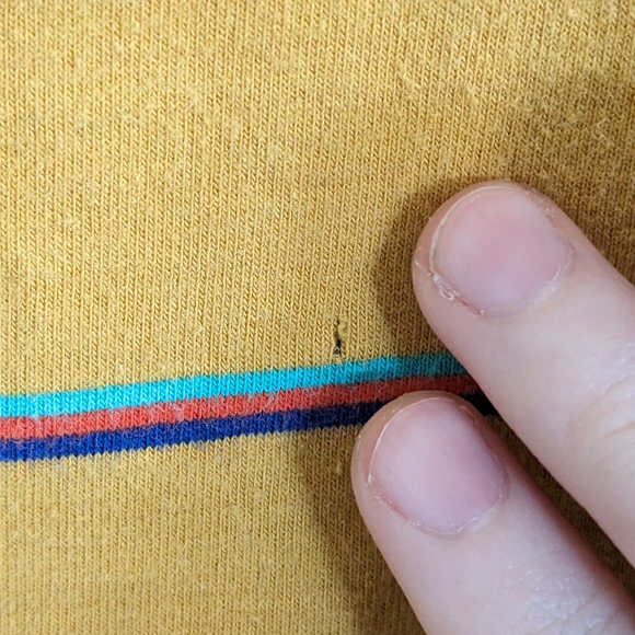 Santa Cruz Skateboard T Shirt Men's S Yellow Teal Striped Sunflower California - Picture 2 of 7